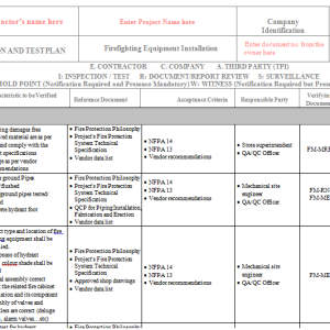 Inspection & Test Plan for Firefighting Equipment Installation