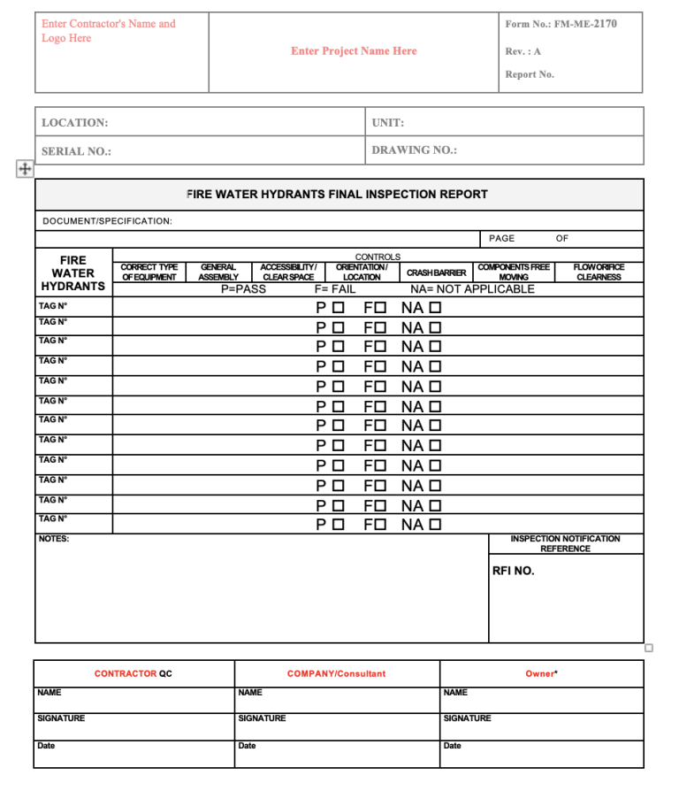 Full ITP #39 s for Mechanical Works with Inspection Checklists Editable