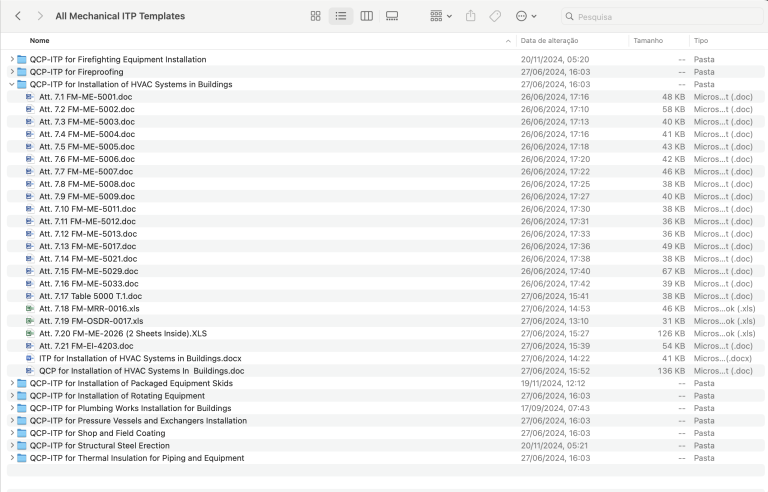 Full ITP's for Mechanical Works with Inspection Checklists [Editable]